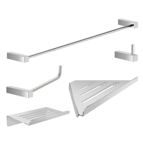 Kit Acessórios Para Banheiro Escovado 5 Peças Grego Metal 2102tr