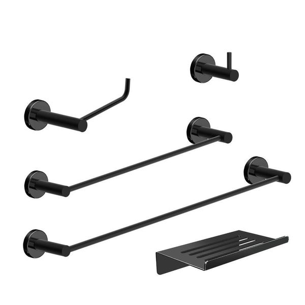 Kit De Acessórios Para Banheiro Preto Fosco 5 Peças Grego Metal 2180at