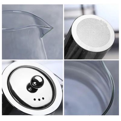 Chaleira Vidro Infusor Inox Bule 500ml Grande Cha Cafe Coador Jarra Transparente Luxo