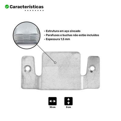 01 Par Conector De Encaixe Para Móveis Compátivel Sofá Cabeceira Painel Galvanizado - Abmaza