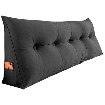 Almofada Para Cabeceira Encosto Apoio Lombar Spot 90cm Com Porta Celular Suede - Abmaza Cor Cinza