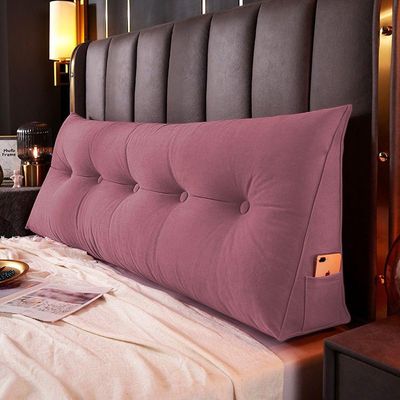 Almofada Para Cabeceira Encosto Apoio Lombar Spot 160cm Com Porta Celular Veludo - Abmaza Cor Rosa