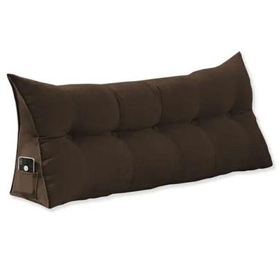 Almofada Para Cabeceira Encosto Apoio Lombar Spot 140cm Com Porta Celular Suede - Abmaza Cor Marrom