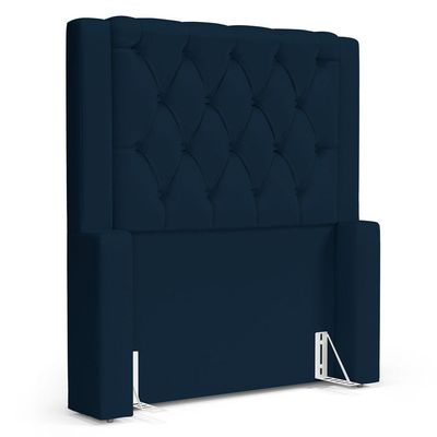 Cabeceira Atena Para Cama Box Solteiro 90cm Capitonê Com Frame Veludo Azul Marinho - Abmaza