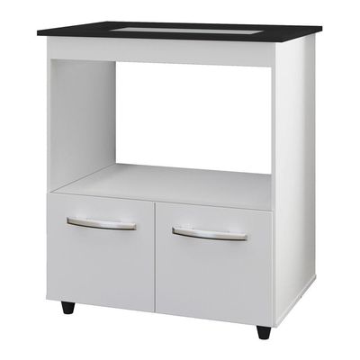 Balcão Para Cooktop Elis 75cm 02 Portas Com Tampo Recortado Branco - Abmaza