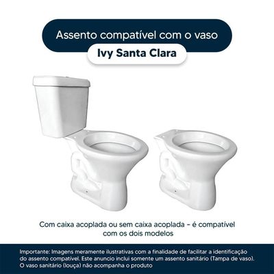 Assento Sanitario Antimicrobiano Ivy Branco Para Vaso Santa Clara