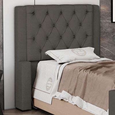 Cabeceira Atena Para Cama Box Solteiro 90cm Capitonê Com Frame Linho Cacau - Abmaza