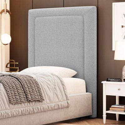 Cabeceira Cama Box Solteiro Alba 90cm Com Frame Bouclé Cinza Claro - Abmaza