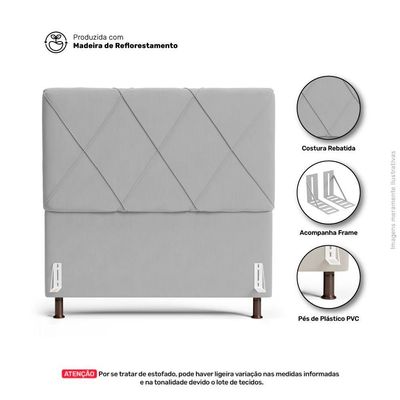 Cabeceira Cama Box Casal Mel 140cm Com Frame Veludo Cinza Claro - Abmaza