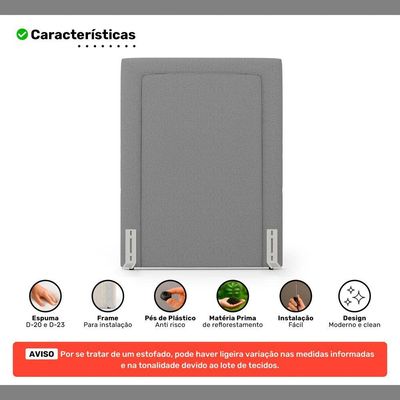 Cabeceira Cama Box Solteiro Alba 90cm Com Frame Linho Cinza - Abmaza