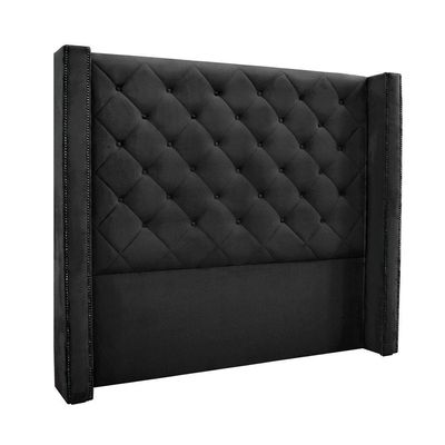 Cabeceira Cama Box King 195 Cm Vicenza Veludo Preto S04 - D'rossi