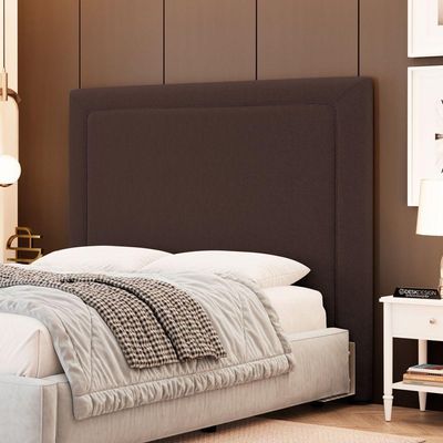 Cabeceira Cama Box King Size Alba 195cm Com Frame Bouclé Marrom - Abmaza