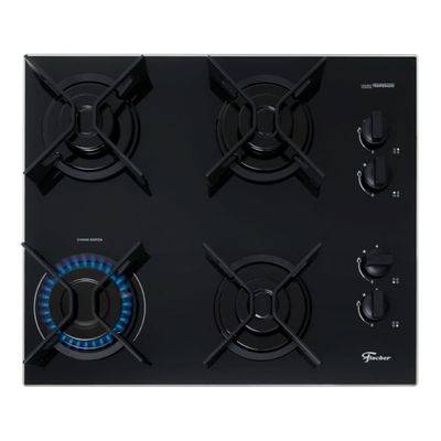 Cooktop A Gás Fischer 4 Bocas Fit Line Trempe Iron Preto Bivolt