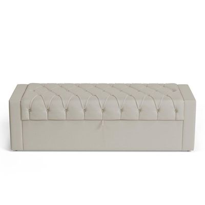 Calçadeira Báu Queen Size Atena 160cm Capitonê Sintético Bege - Abmaza