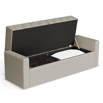 Calçadeira Báu Queen Size Atena 160cm Capitonê Sintético Bege - Abmaza