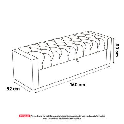 Calçadeira Báu Queen Size Atena 160cm Capitonê Sintético Bege - Abmaza