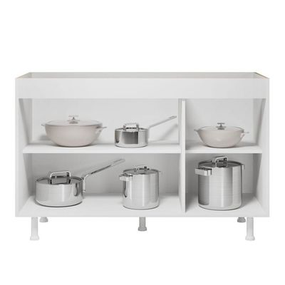 Balcão Buffet Gabinete De Cozinha Lux 119cm 100% Mdf Sem Tampo 03 Portas Branco - Abmaza