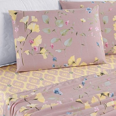 Colcha + Jogo De Cama Bouti Estampado King 07 Peças 100% Poliéster - Lavanda