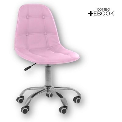 Cadeira Office Eiffel Botonê Ajustável Oficial Girat + Ebook Rosa 1