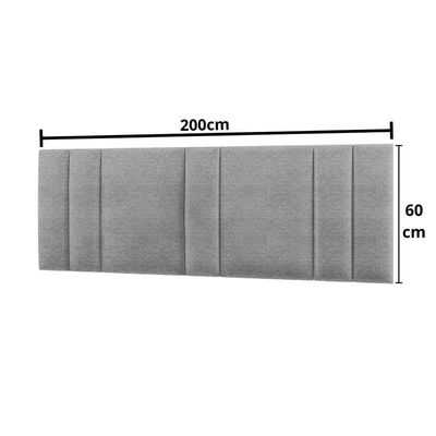 Cabeceira Painel Cama Box King Size Siri 200cm Com Led Linho Cinza - Abmaza