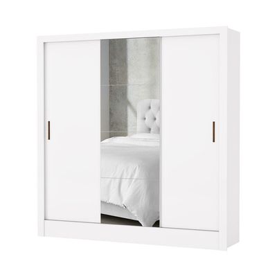 Guarda Roupa Solteiro Santiago Plus 3 Portas 2 Gavetas Cem Espelho Carioca Moveis Branco