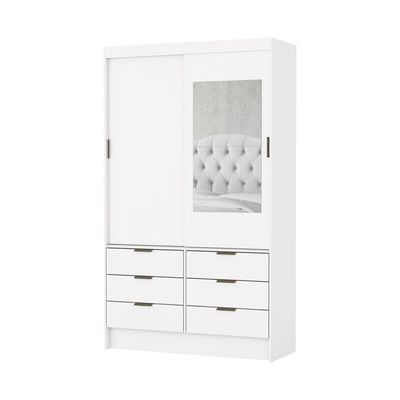 Guarda Roupa Sevilha 2 Portas De Correr Com Espelho Carioca Moveis Branco