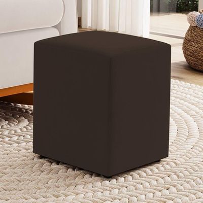 Kit 02 Puffs Decorativos Sala De Estar Quadrado 36x47cm Suede Marrom - Abmaza