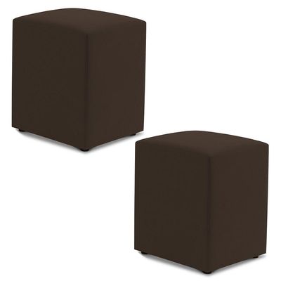 Kit 02 Puffs Decorativos Sala De Estar Quadrado 36x47cm Suede Marrom - Abmaza