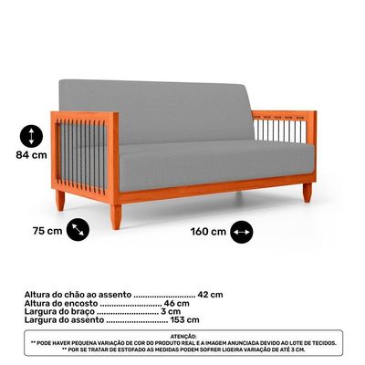 Kit 02 Poltronas E 01 Sofá Samoa Madeira Maciça Com Cordas Náutica Linho Cinza - Abmaza