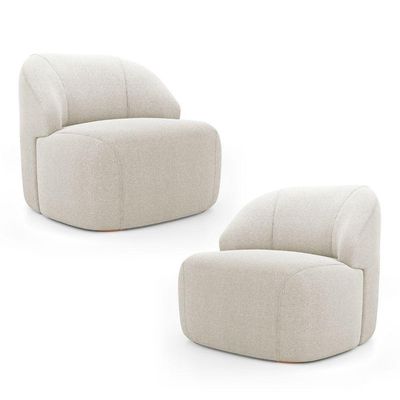 Kit 02 Poltronas Decorativas Kaya Orgânica Bouclê Bege - Abmaza