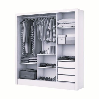 Guarda Roupa Solteiro Santiago Premium 3 Portas 2 Gavetas Cem Espelho Carioca Moveis Cinamomo