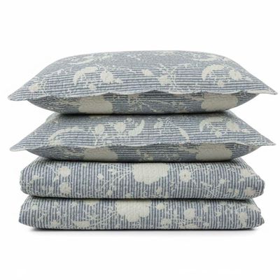 Kit Cobre Leito Colcha Magnus Solteiro 2 Peças Dupla Face Estampado Floral - Azul - 100% Poliéster