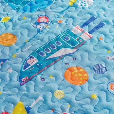 Kit Colcha + Jogo De Cama Bouti Kids Solteiro Infantil 5 Peças 100% Poliéster - Astronauta