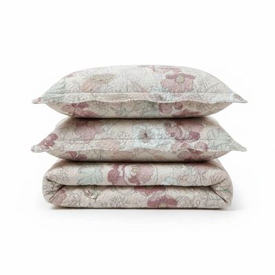 Kit Cobre Leito Colcha Magnus Queen 3 Peças Dupla Face Estampado Floral - Vintage - 100% Poliéster