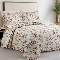 Kit Cobre Leito Colcha Magnus Queen 3 Peças Dupla Face Estampado Floral - Garden - 100% Poliéster