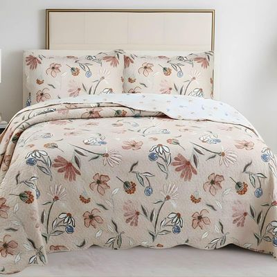 Kit Cobre Leito Colcha Magnus Casal 3 Peças Dupla Face Estampado Floral - Rosa - 100% Poliéster
