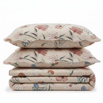 Kit Cobre Leito Colcha Magnus Casal 3 Peças Dupla Face Estampado Floral - Rosa - 100% Poliéster