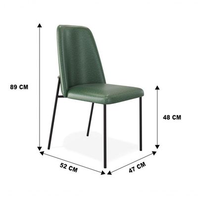 Kit 04 Cadeiras Sala De Jantar Lior Com Encosto Estofado Base Preta Couríssimo Verde - Abmaza