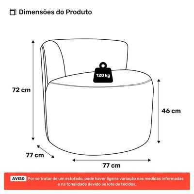 Poltrona Orgânica Living Bob Com 01 Almofada Bouclê Bege - Abmaza