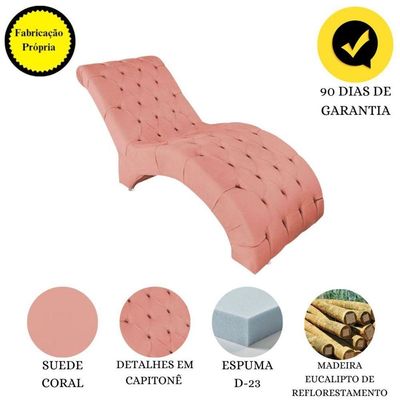 Recamier Divã Espreguiçadeira Para E Sala Cliníca Estética Antonella Suede Cor:coral