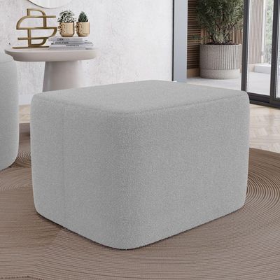 Puff Decorativo Living Yumi Retangular 60cm Bouclê Cinza Claro - Abmaza