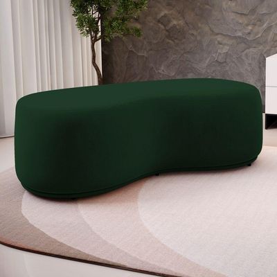 Puff Decorativo Living Aisha Orgânico 02 Lugares Veludo Verde Escuro - Abmaza