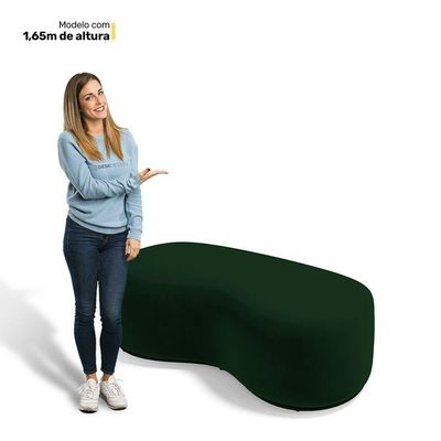 Puff Decorativo Living Aisha Orgânico 02 Lugares Veludo Verde Escuro - Abmaza