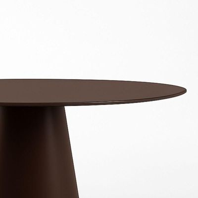Mesa De Jantar Cone Oval 180x100 Cm Laca Marrom Cacau Com Vidro