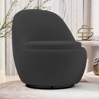Poltrona Orgânica Living Memphis Base Giratória Bouclê Preto - Abmaza