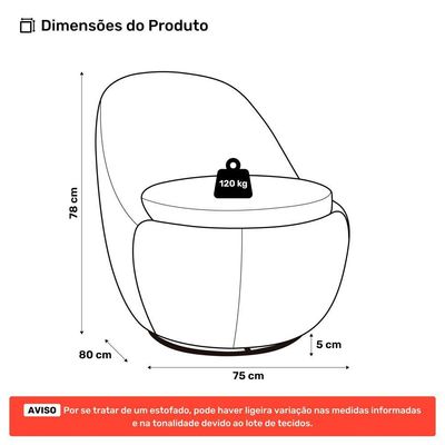 Poltrona Orgânica Living Memphis Base Giratória Bouclê Preto - Abmaza
