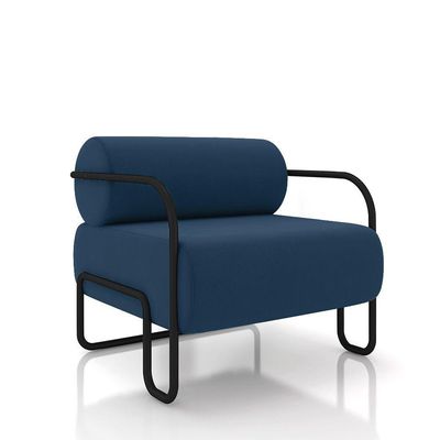 Poltrona Sala De Estar Industrial Preto Kit 2 Ameli Veludo K01 - D'rossi Cor Azul Marinho
