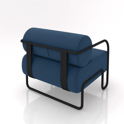 Poltrona Sala De Estar Industrial Preto Kit 2 Ameli Veludo K01 - D'rossi Cor Azul Marinho