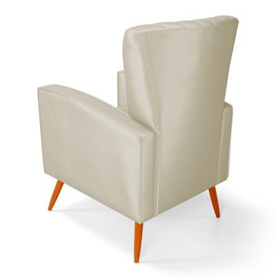 Poltrona Decorativa Melody Com Pés Palito Veludo Bege - Abmaza