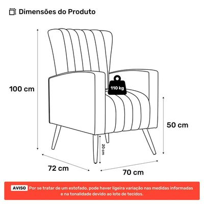 Poltrona Decorativa Melody Com Pés Palito Veludo Bege - Abmaza